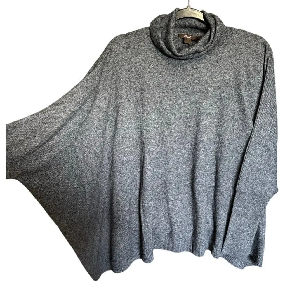 Reiss NWT Bijou Roll Neck Sweater Jumper Wool Loose Fit Charcoal Gray Size Large
